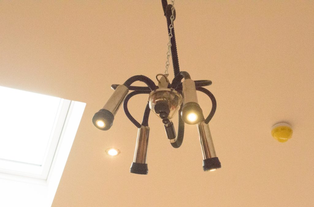 The light fixtures are milking devices