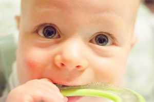 Teething Jonah chewing a teether
