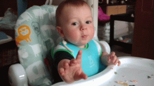 Jonah eating and making mess