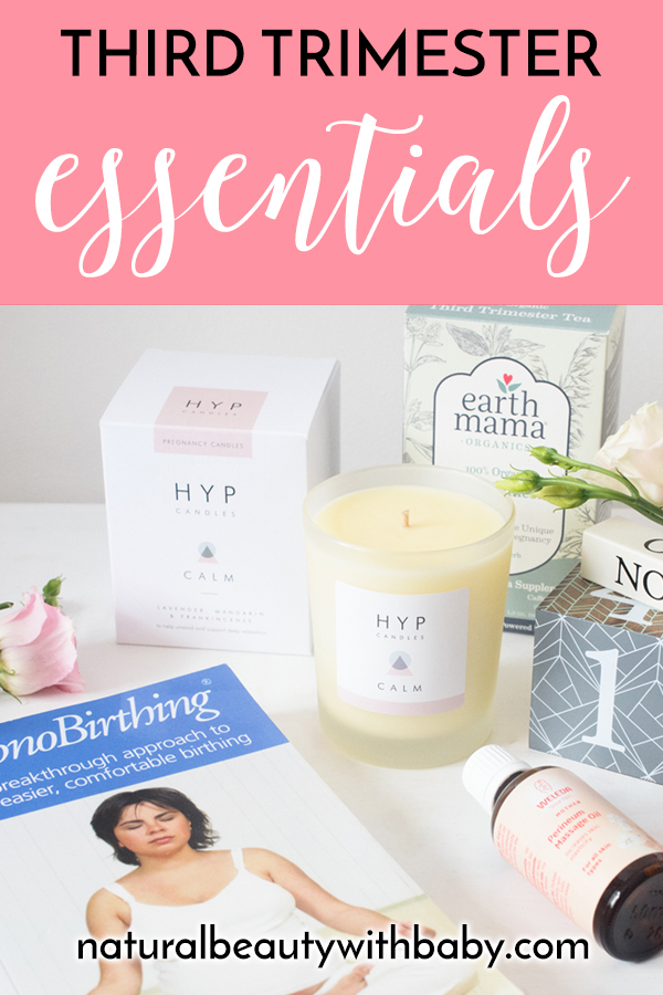 Third trimester essentials for your natural health and beauty during pregnancy. The third trimester is all about preparation and taking really good care, so learn my recommendations for labour preparation, relaxing candles, delicious teas, massage oils, and more.