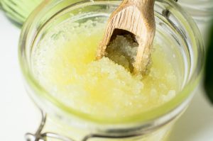 Pregnancy foot scrub with epsom salts and tamanu oil
