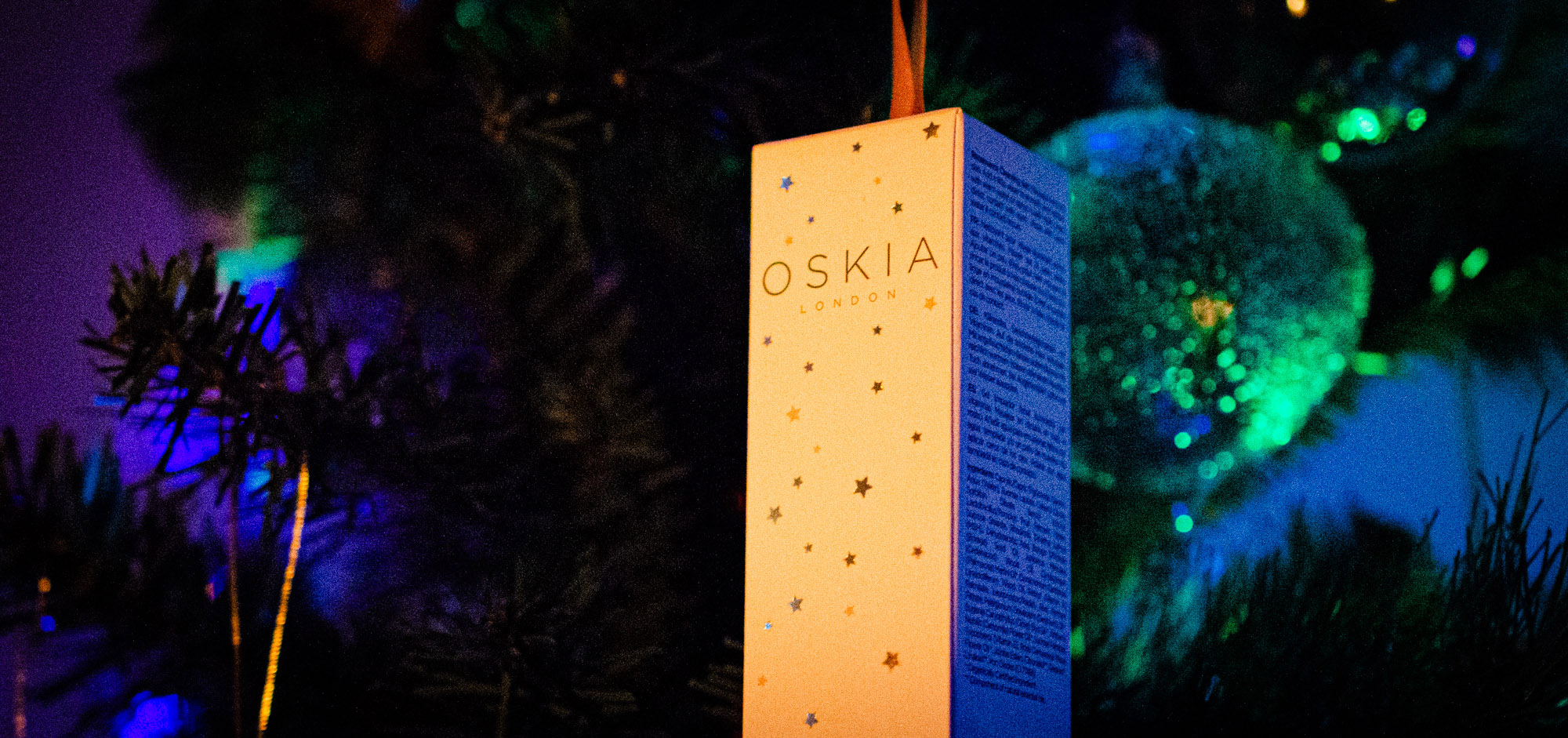 Clean beauty Christmas gifts - Oskia on the Christmas tree