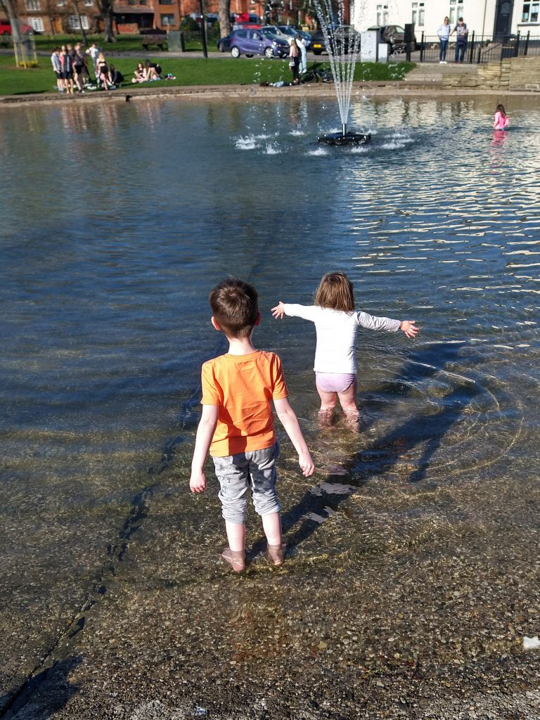 Jonah and Cara in Norton Duck Pond.