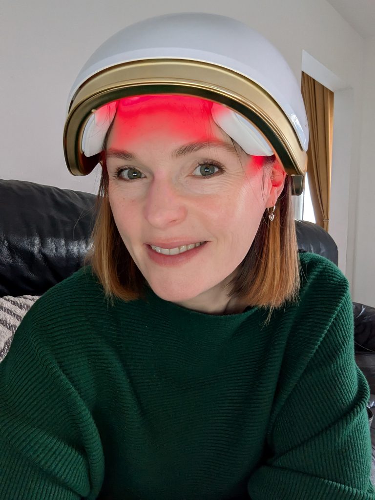 Wearing my red light helmet for the first time