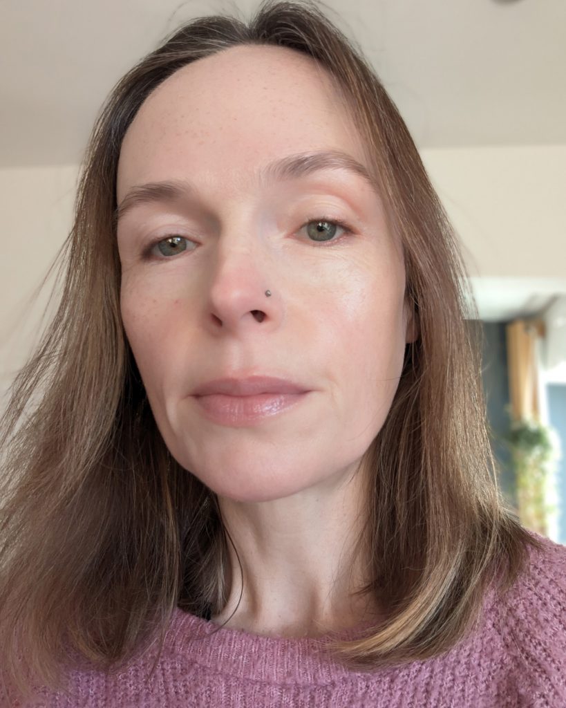 Wearing Peppermint Bark Balm Dotcom