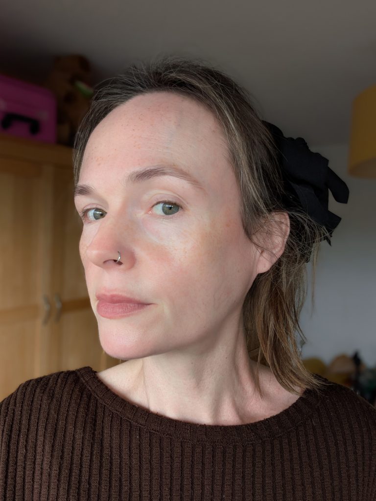 Four weeks, no makeup, left-hand side