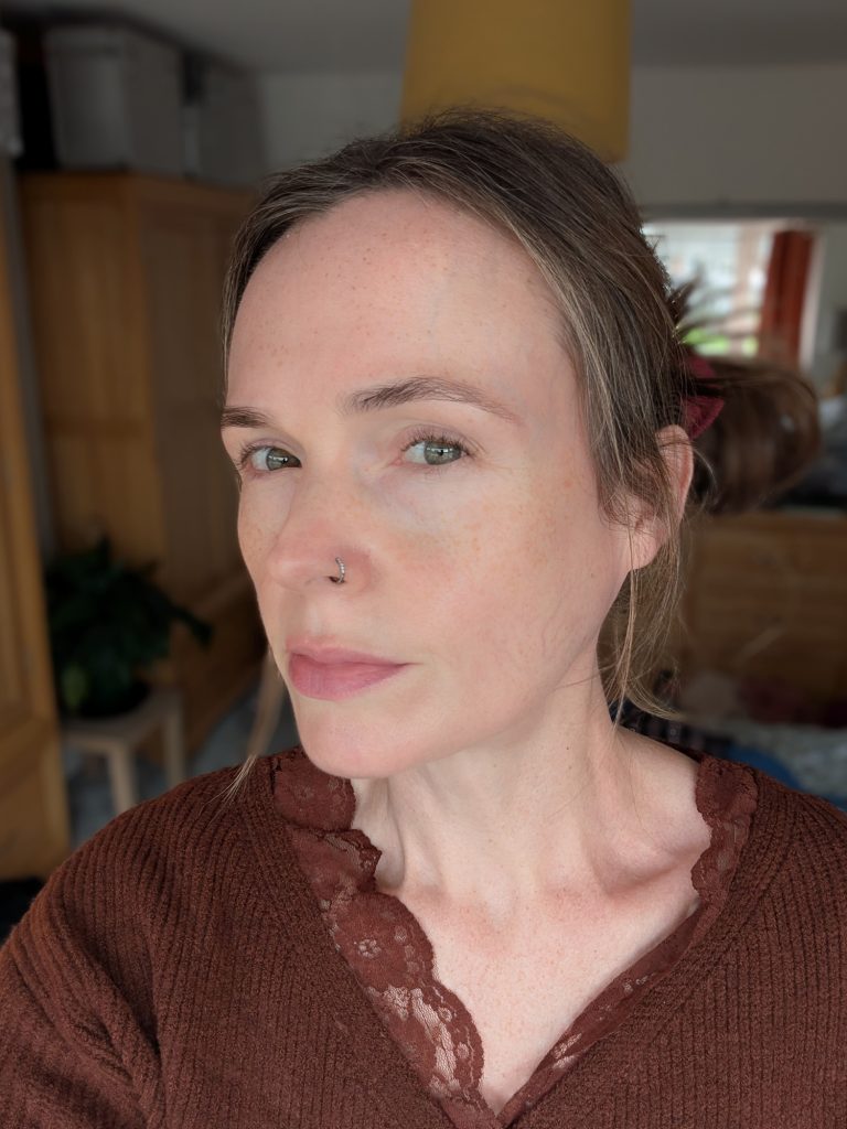 Five weeks, no makeup, left-hand side